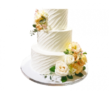 Wedding Cake Three-Tier (4'/8'/12') Champagne-Pink and White with Wavy Textured Finish